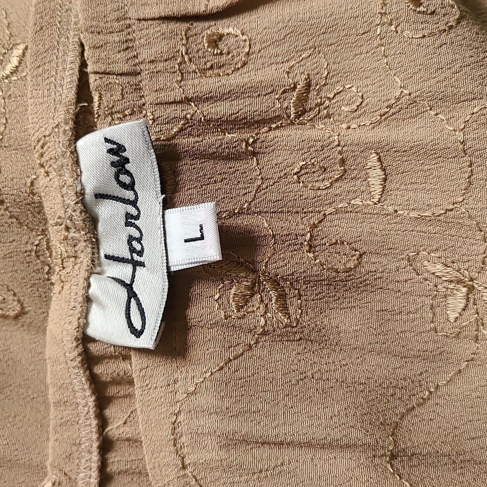 Lightweight Vintage Embroidered Nude Maxi Skirt L - Picture 5 of 6